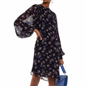 Ganni Floral Black and Purple Women's Dress